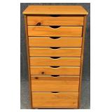8 Drawer Wood Organizer / Chest on Casters