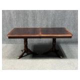 Double Pedestal Dining Table w / 2 Leaves