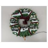 Thomas Kinkade Lighted Christmas Village Wreath
