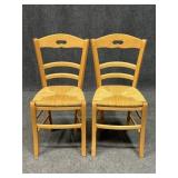 2 Dining Chairs w/ Woven Rush Seats
