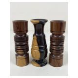 Wood Candle Stick Holders / 3 pc