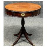 Round Drum Style Pedestal Table w / Drawer