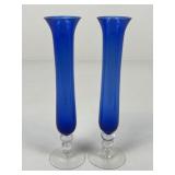 Pair Of Cobalt Blue Glass Vases