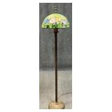 metal Floor Lamp w/ Stained Glass Shade