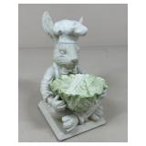 Resin & Ceramic Kitchen Rabbit Figure w/ Bowl