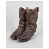 Painted Concrete Western Boots Planter