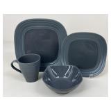 Mikasa Swirl Square Graphite Dishes 28pc