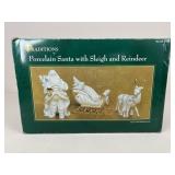 Traditions Porcelain Santa w/ Sleigh & Reindeer