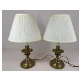 Pair Of Brass Tone Lamps w/ Shades