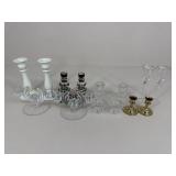 Brass, Ceramic, Glass+ Candlestick Holders / 14 pc