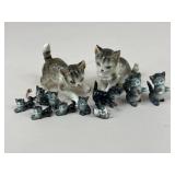 Vintage Ceramic Cat Figures / 12 pc