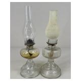 Vintage Glass Oil Lamps / 2 pc