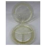 Sectioned Pressed Glass Plates / 2 pc