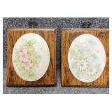 2/PC Hand Painted Floral Oval Porcelain