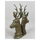 Pair Of Brass Tone Stag Bookends
