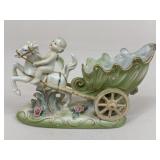 Lefton Cherub Riding Horse Porcelain Shell Planter