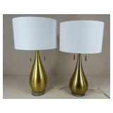 Pair Of Gold Tone Lamps w/ Shades