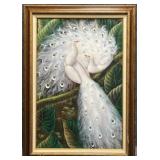 White Peacock Original Painting on Canvas