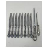 Knives & Sharpener w/ Sterling Silver Handles