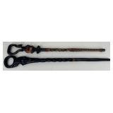 Carved Wood Canes / 2 pc