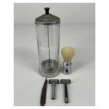 Vintage Barber Equipment/ Razors, Brush, Barbicide