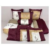 Queen Comforter, Bed Skirt, Shams & Accent Pillows