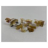 Hand Carved Onyx Pig Figures / 7 pc