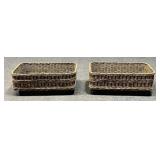 Pair Of Wicker Storage Basket w/  Casters