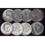 8 AU 1964 silver Kennedy Half Dollars