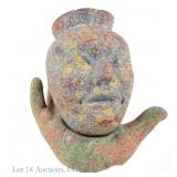 Brutalist  Human Hand and Head Pot