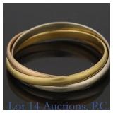 14k W-Y-R Gold Trinity Band / Russian Wedding Ring