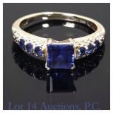 10k White Gold & Blue Topaz Ring, Size 4.75