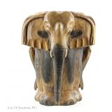 Carved Wooden Elephant Stool