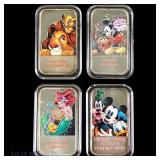 Disney Mickey Mouse 99.9% Silver 1 Ozt. Ingots (4)