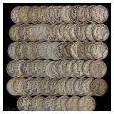 1923 - 1945 USA 90%-Silver Mercury Dimes (64)
