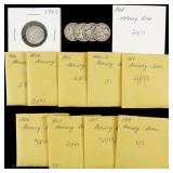 1917 - 1945 USA 90%-Silver Mercury Dimes (29)