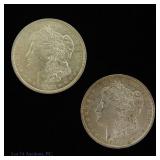 1883-O & 1921 USA 90%-Silver Morgan Dollars (2)