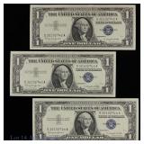 1957-B USA $1 Silver Cert. w/ Consecutive S/Ns (3)
