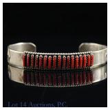 Sterling Silver & Coral Bracelet Cuff