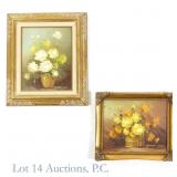 Robert Bruce Cox Framed Floral Oil Paintings (2)