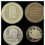 925 / 999 Silver Casino Gaming Tokens & Rounds (4)