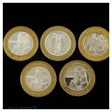 99.9% Silver Caesars $10 Gaming Tokens Ltd. Ed., 5