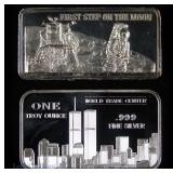 99.9% Silver 1 Ozt. Art Ingots, Space W.T.Ctr. (2)