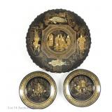Vtg Chinoiserie Paper Mache Plates (3)