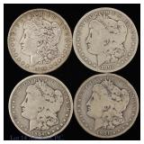 1880, 1892, 1901 & 1904 USA Silver Morgan $1s (4)