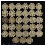 1910s-1920s USA Silver Barber & Mercury Dimes (33)
