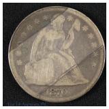 1870 USA Silver Liberty Seated Dollar (SE 4.5)