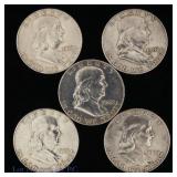 1962-1963 USA Franklin 90%-Silver Half Dollars, 5