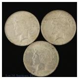 1922 (P) USA 90%-Silver Peace Dollars (3)