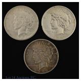 1922, 1925 & 1926 USA 90%-Silver Peace $1 (3)